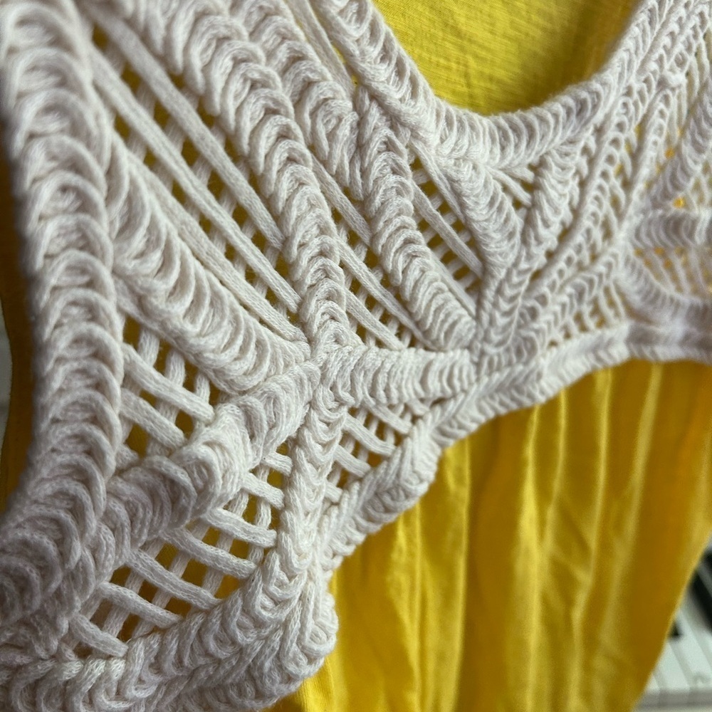 Joe Fresh Yellow Crochet Tank Top Women’s M Boho Sleeveless Summer Blouse - Picture 9 of 16